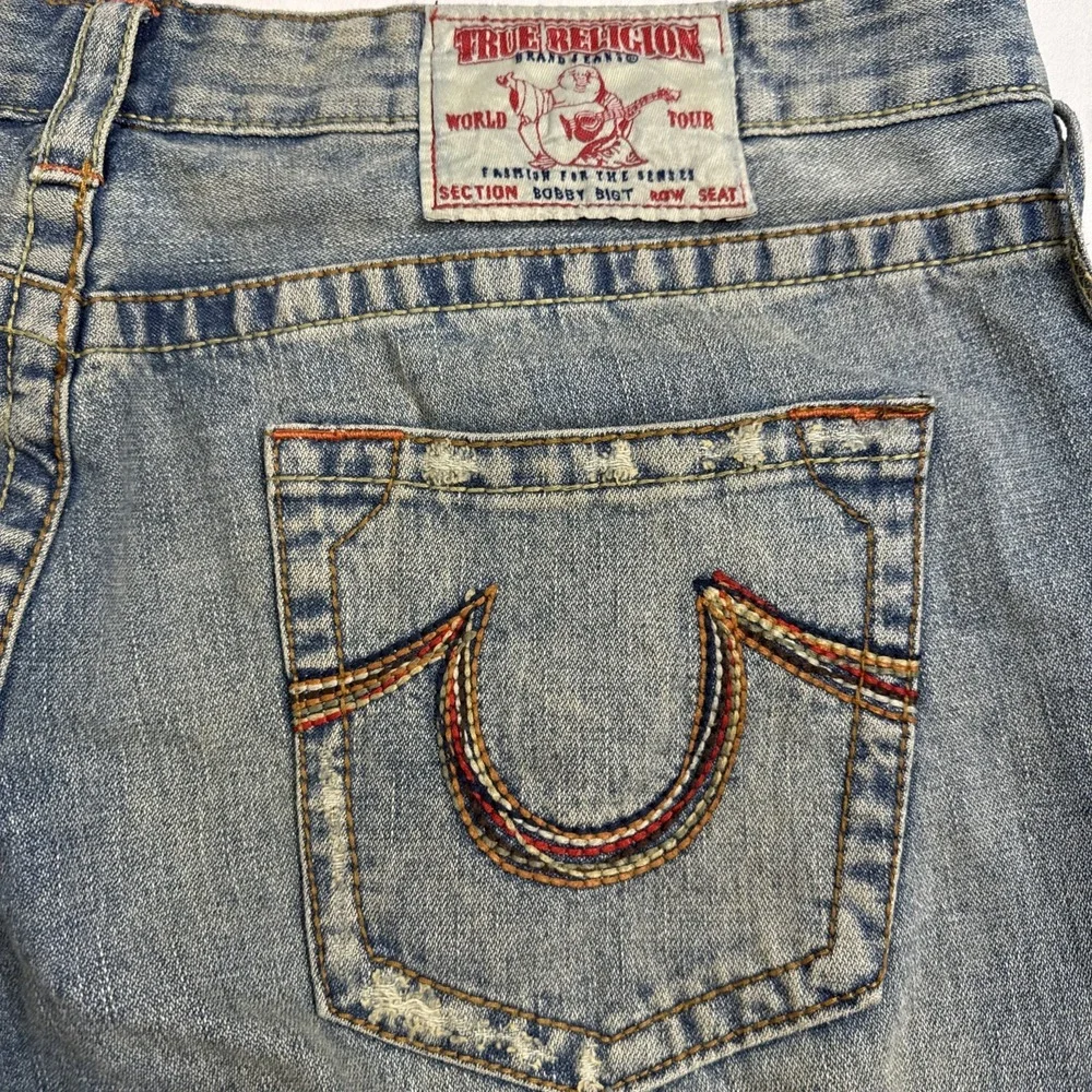 JEANS FLARE‎ True Religion MENS 40X34 BOBBY BIG T  Y2K Grunge Big Stitch